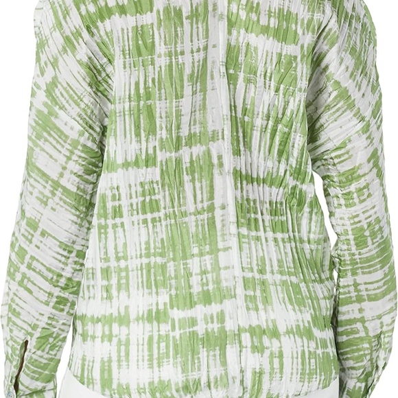 Vince. XS S 💯 Silk Tie-dye Long Dolman Sleeve Blouse Pistachio Top - Picture 4 of 15